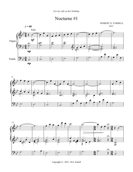 Free Sheet Music Organ Nocturne 1