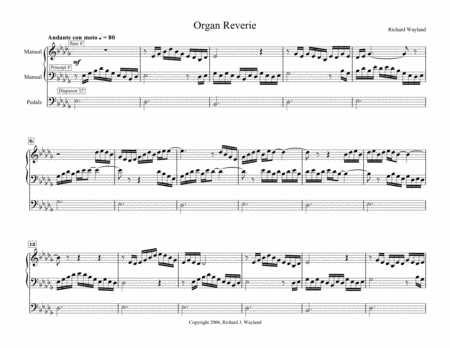 Free Sheet Music Organ Reverie