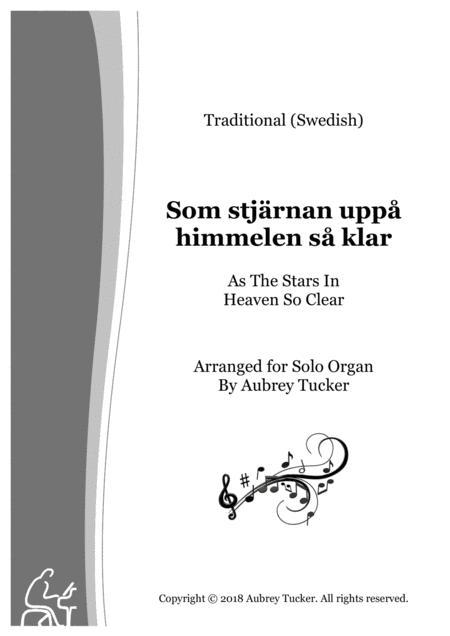 Organ Som Stjrnan Upp Himmelens Klar As The Stars In Heaven So Clear Traditional Swedish Sheet Music