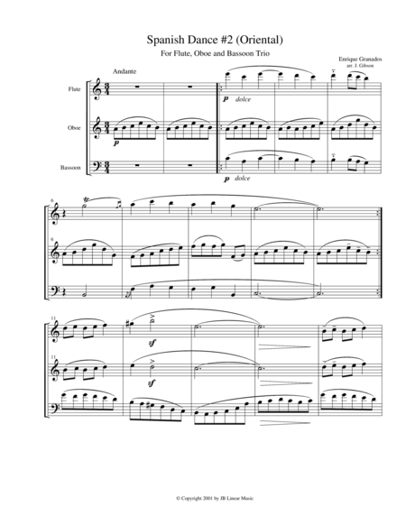 Free Sheet Music Oriental By Granados For Flute Oboe And Bassoon Trio