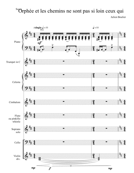 Free Sheet Music Orphe Et Les Chemins Ne Sont Pas Si Loin Ceux Qui Version Orchestre