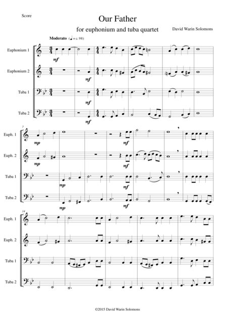 Our Father For Tuba And Euphonium Quartet Sheet Music