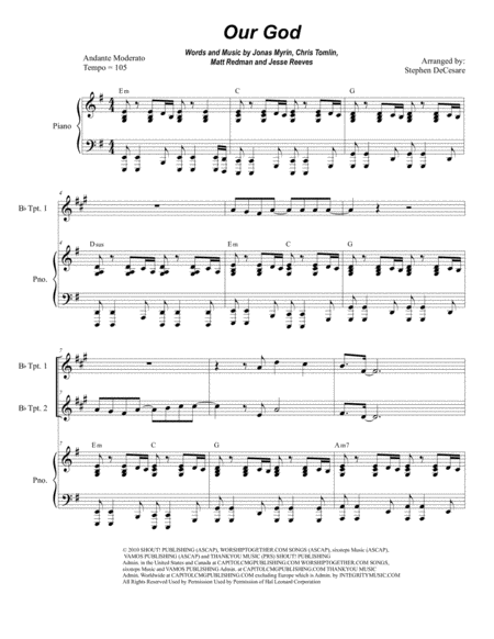 Free Sheet Music Our God Duet For Bb Trumpet