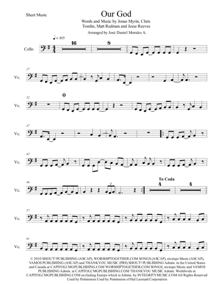 Free Sheet Music Our God For Cello