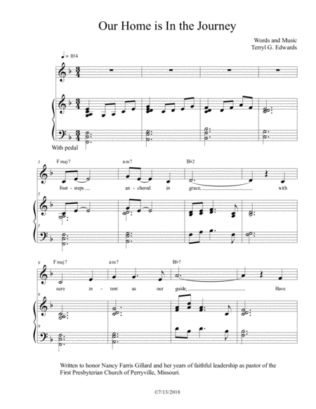 Our Home Is In The Journey Sheet Music