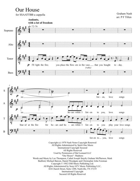 Our House Ssaattbb A Cappella Sheet Music