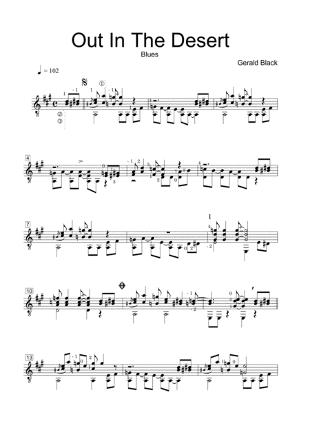 Out In The Desert Blues Sheet Music