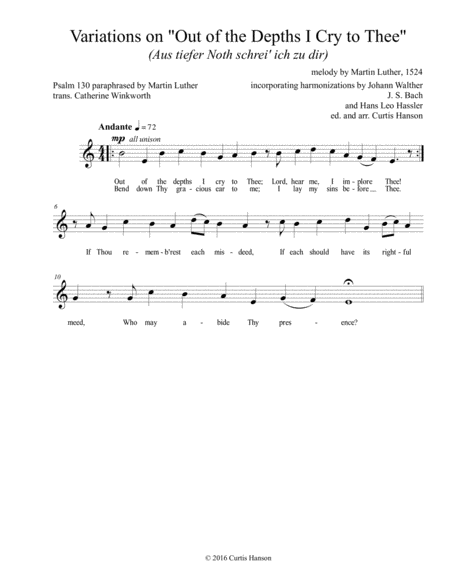 Free Sheet Music Out Of The Depths I Cry To Thee Satb