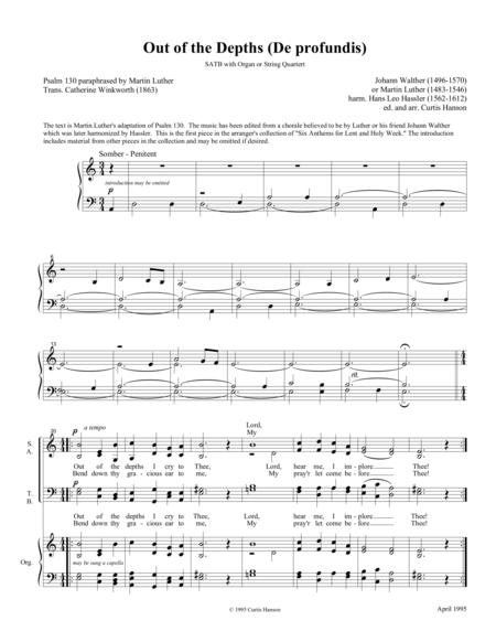 Out Of The Depths Satb Sheet Music