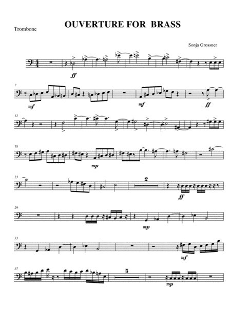 Free Sheet Music Ouverture For Brass Trombone Part Part