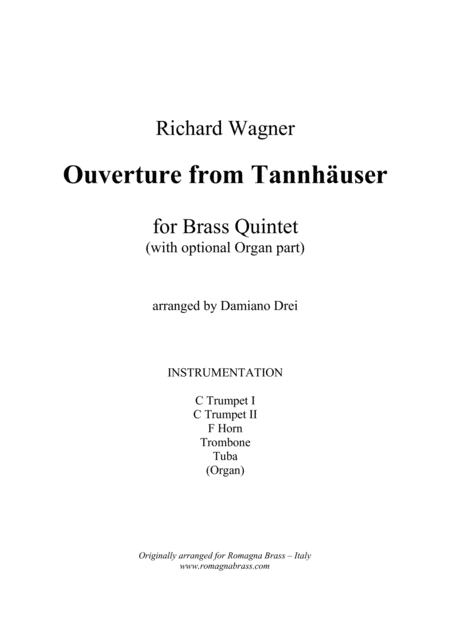 Ouverture From Tannhuser For Brass Quintet Sheet Music