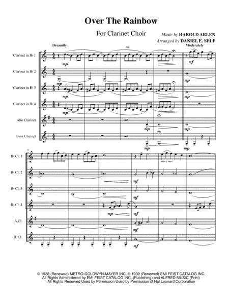 Over The Rainbow Clarinet Choir Sheet Music