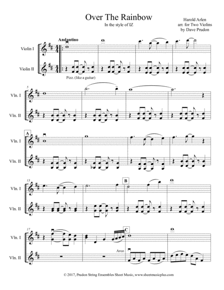 Over The Rainbow For Two Violins Sheet Music