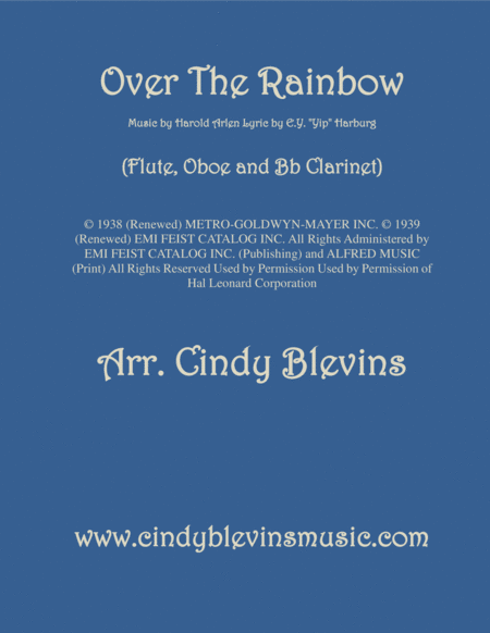 Over The Rainbow From The Wizard Of Oz Arranged For Flute Oboe And Bb Clarinet Sheet Music