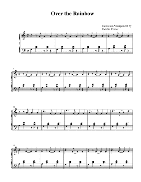 Over The Rainbow From The Wizard Of Oz Hawaiian Arrangement Intermediate Level Piano By Debbie Center Sheet Music