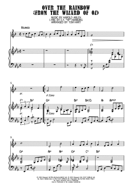 Over The Rainbow Jazz Version Clarinet And Piano Sheet Music