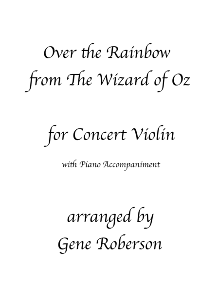 Free Sheet Music Over The Rainbow Violin Solo From The Wizard Of Oz