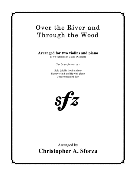 Over The River And Through The Wood For Two Violins And Piano Sheet Music