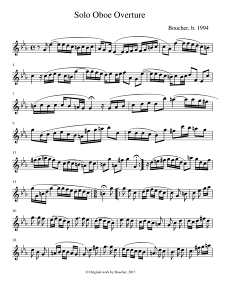 Overture For Solo Oboe In C Minor Sheet Music