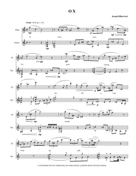 Free Sheet Music Ox For Flute And Guitar With Optional Narrator A Contemplative Zen Buddhist Work