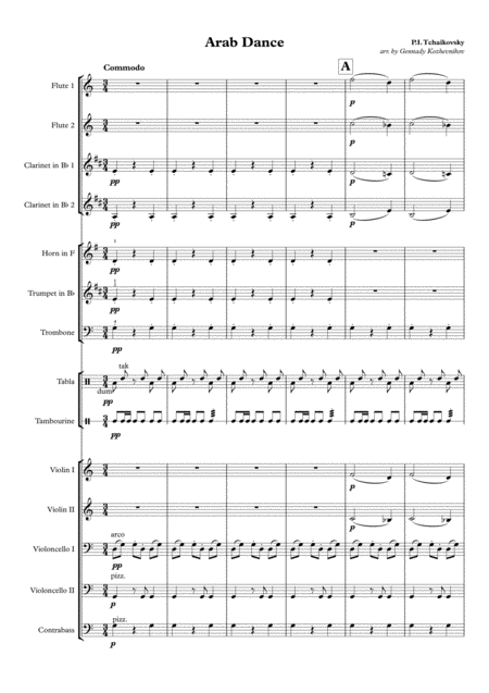 P I Tchaikovsky Arabic Dance Sheet Music