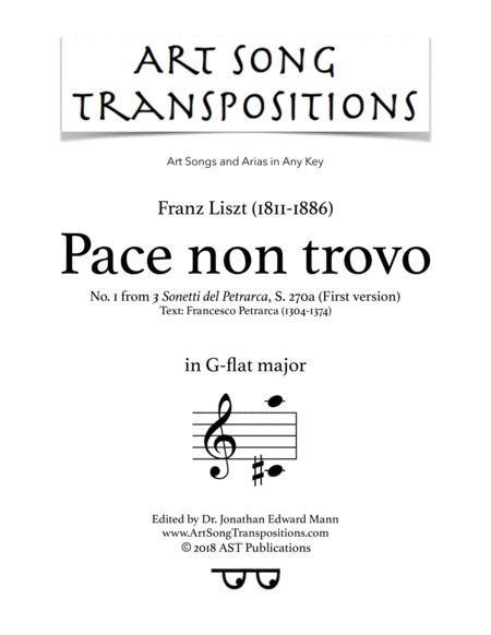 Pace Non Trovos 270a G Flat Major Sheet Music