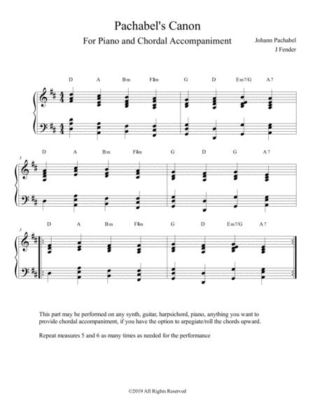 Free Sheet Music Pachabels Canon In D With Chordal Accompaniment