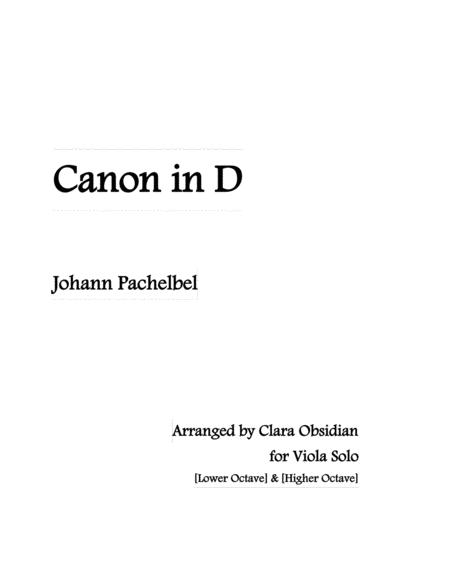 Free Sheet Music Pachebel Canon In D For Viola Solo 2 Scores In 1
