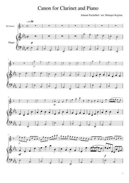 Free Sheet Music Pachelbel Canon For Clarinet And Piano