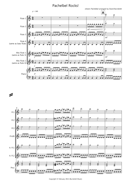 Pachelbel Rocks For Flute Quartet Sheet Music