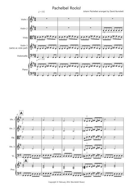 Free Sheet Music Pachelbel Rocks For String Quartet