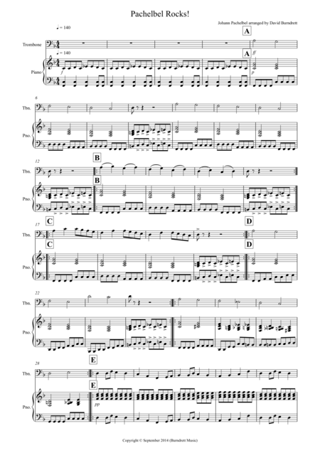 Pachelbel Rocks For Trombone And Piano Sheet Music