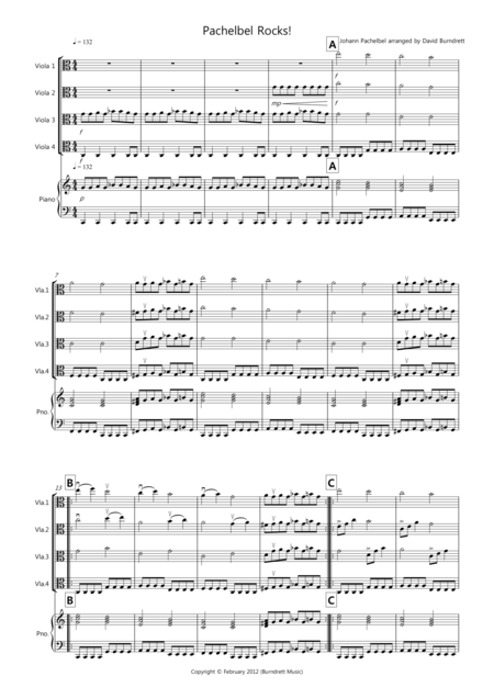 Pachelbel Rocks For Viola Quartet Sheet Music