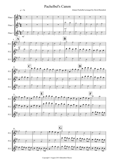 Pachelbels Canon For Flute Trio Sheet Music