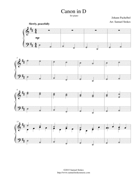 Free Sheet Music Pachelbels Canon In D Authentic Piano Arrangement