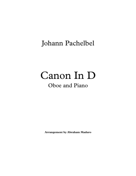 Free Sheet Music Pachelbels Canon In D Oboe And Piano