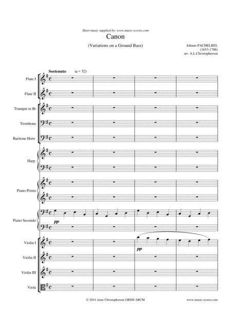 Pachelbels Canon In G Major Mixed Ensemble Sheet Music