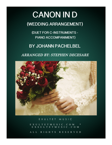 Free Sheet Music Pachelbels Canon Wedding Arrangement Duet For C Instruments With Piano Accompaniment