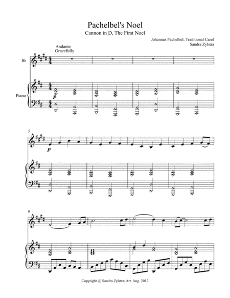 Pachelbels Noel Treble Bb Instrument Solo Sheet Music