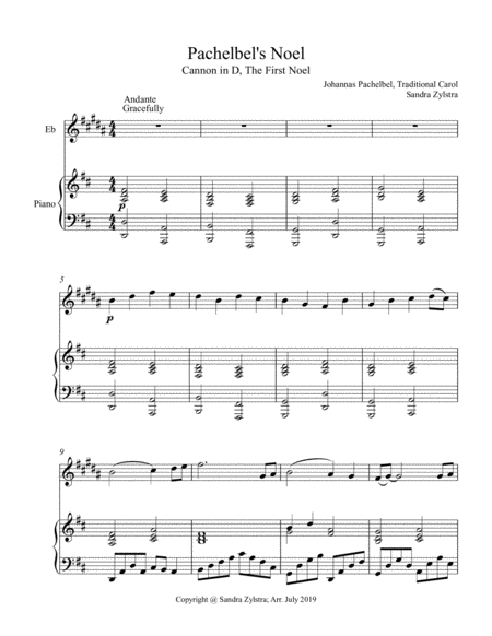 Pachelbels Noel Treble Eb Instrument Duet Sheet Music