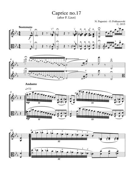 Free Sheet Music Paganini 24 Caprices 17 For Violin And Viola