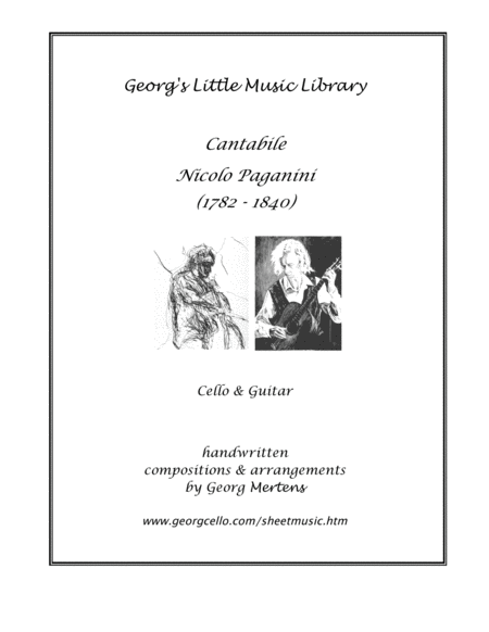 Free Sheet Music Paganini Cantabile Arr For Cello Guitar