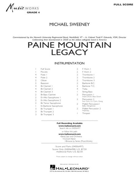Free Sheet Music Paine Mountain Legacy Conductor Score Full Score