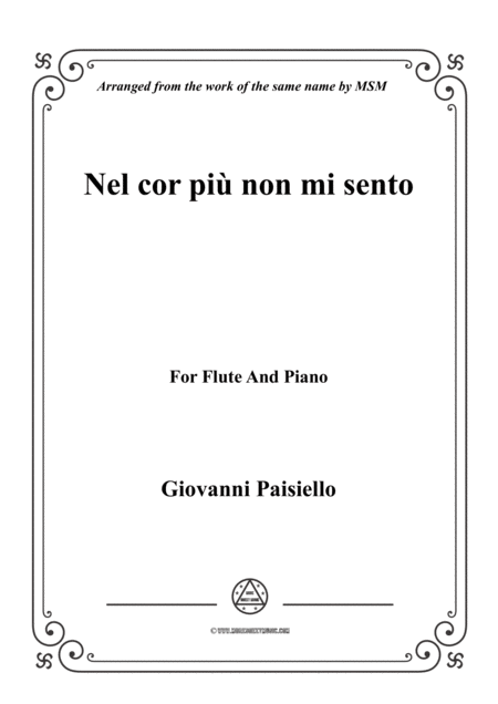 Free Sheet Music Paisiello Nel Cor Pi Non Mi Sento For Flute And Piano