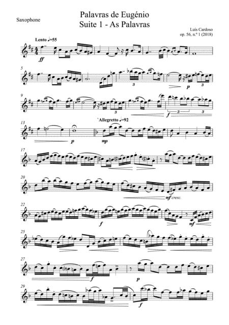 Free Sheet Music Palavras De Eugenio Suite 1 For Saxophone Solo