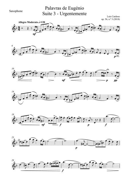 Palavras De Eugenio Suite 3 For Saxophone Solo Sheet Music