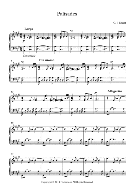 Free Sheet Music Palisades By Piano Melancola