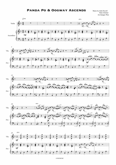 Free Sheet Music Panda Po