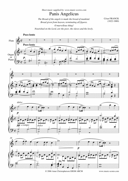 Free Sheet Music Panis Angelicus Flute Organ
