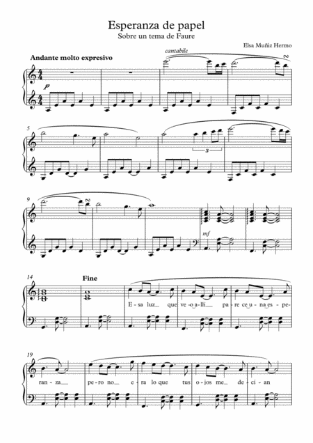 Free Sheet Music Paper Hope Esperanza De Papel